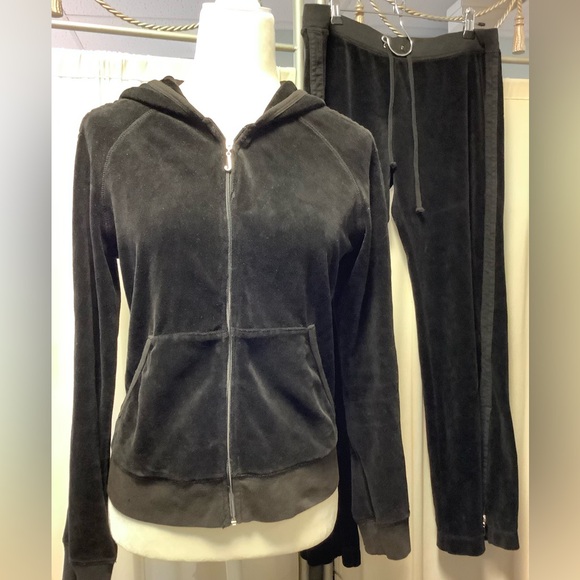 Juicy Couture 90s Velour Flare Pants 34 x 31 Zip Up Hoodie Tracksuit - Picture 2 of 14